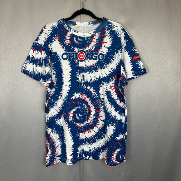 Unisex EUC Chicago Cubs Tie Dye Budweiser Logo Wrigley Field Bleacher T Shirt XL - Picture 1 of 6